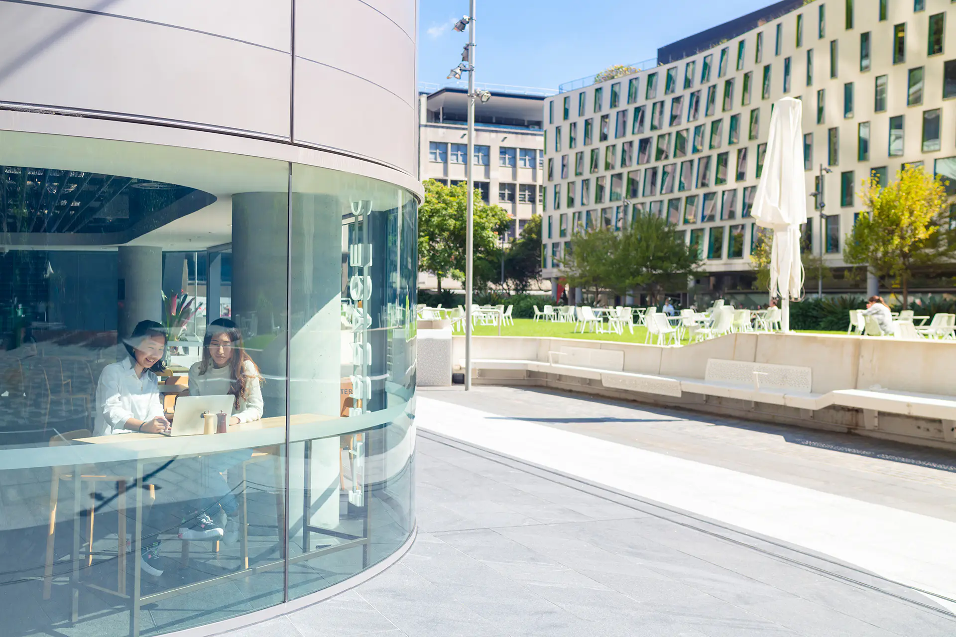 Students studying at The Terrace Cafe