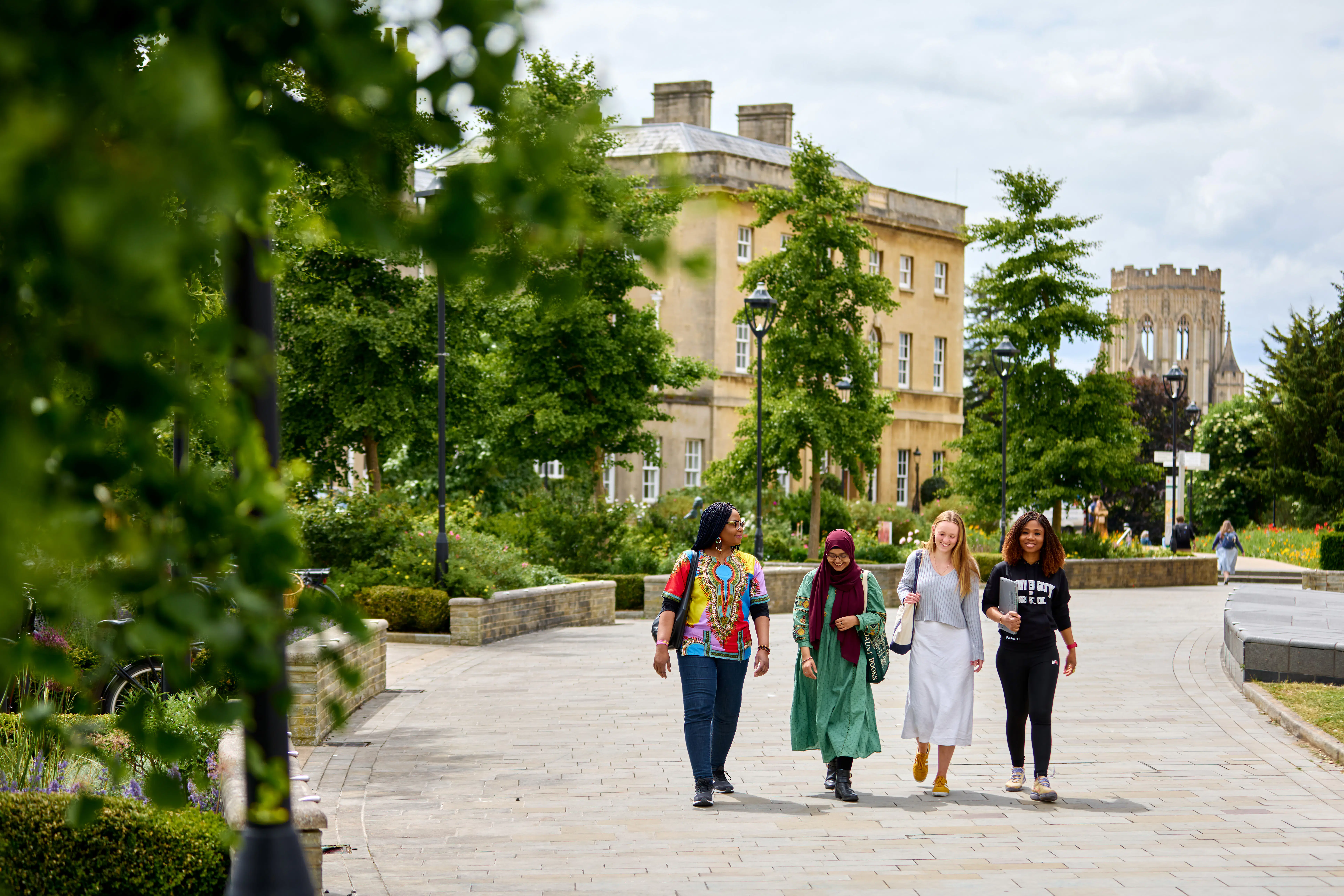 Students walking through Royal Fort Gardens