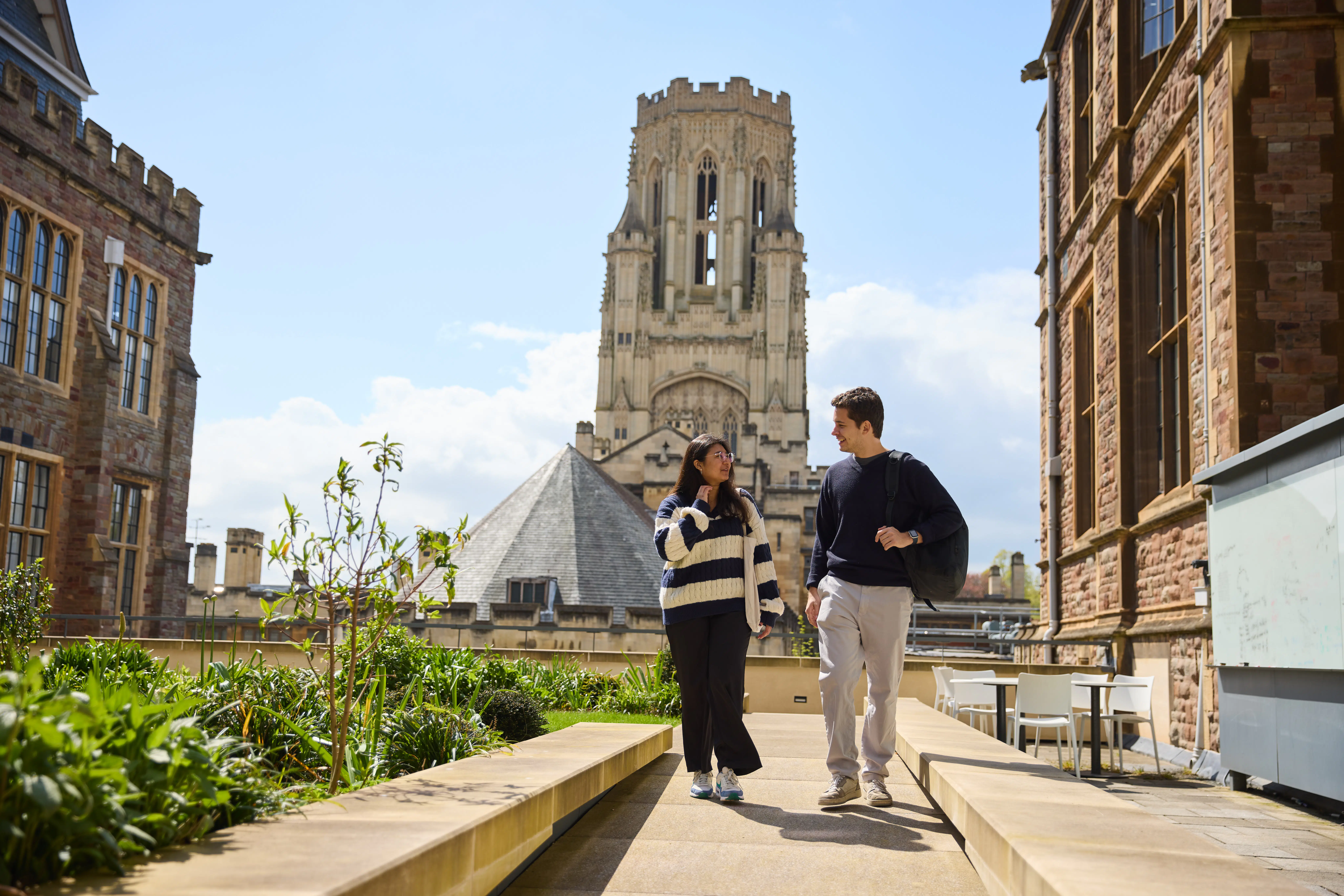 Students in the Life Sciences Building Courtyard